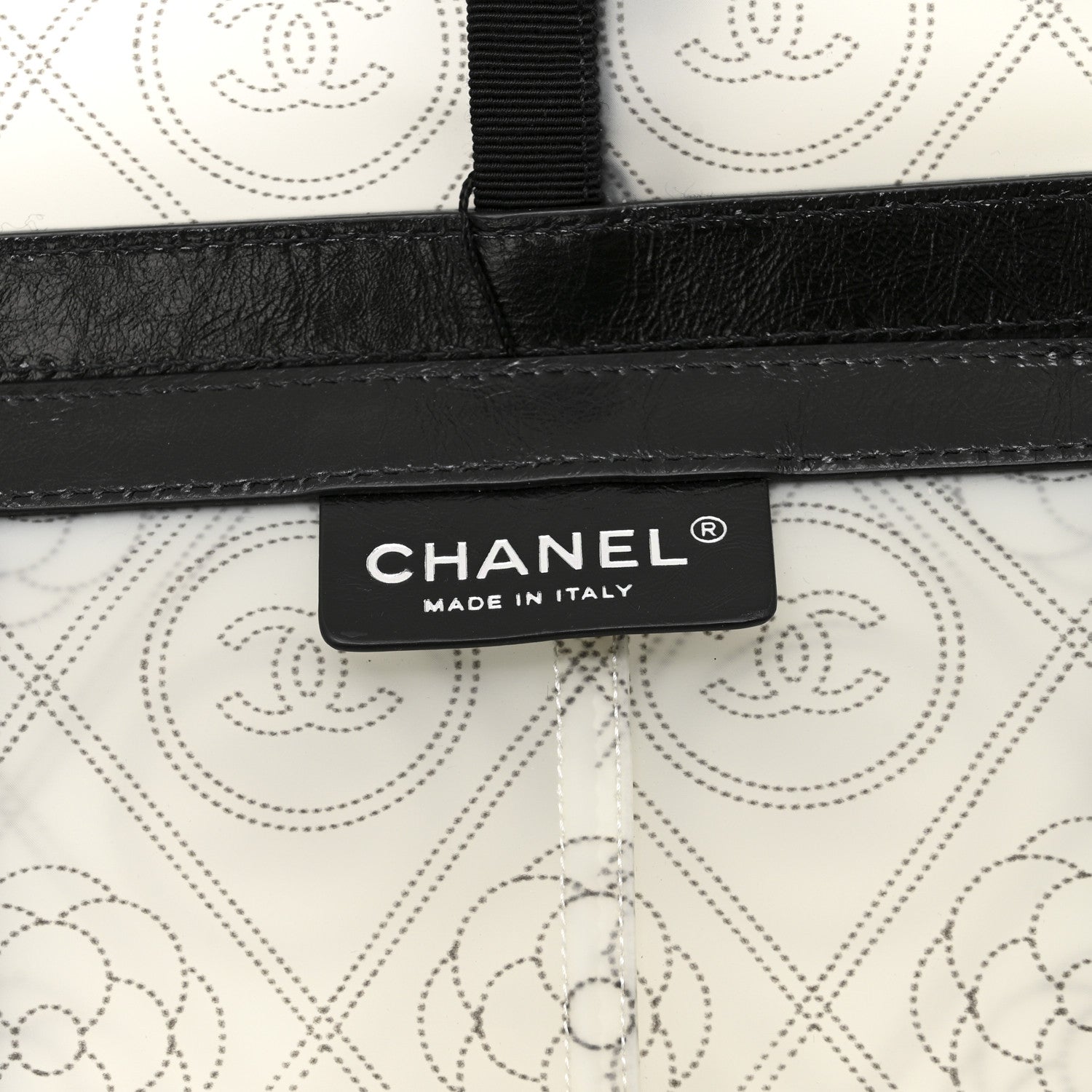 Chanel PVC Calfskin Coco Bag Raincoat White Black 4 of 6