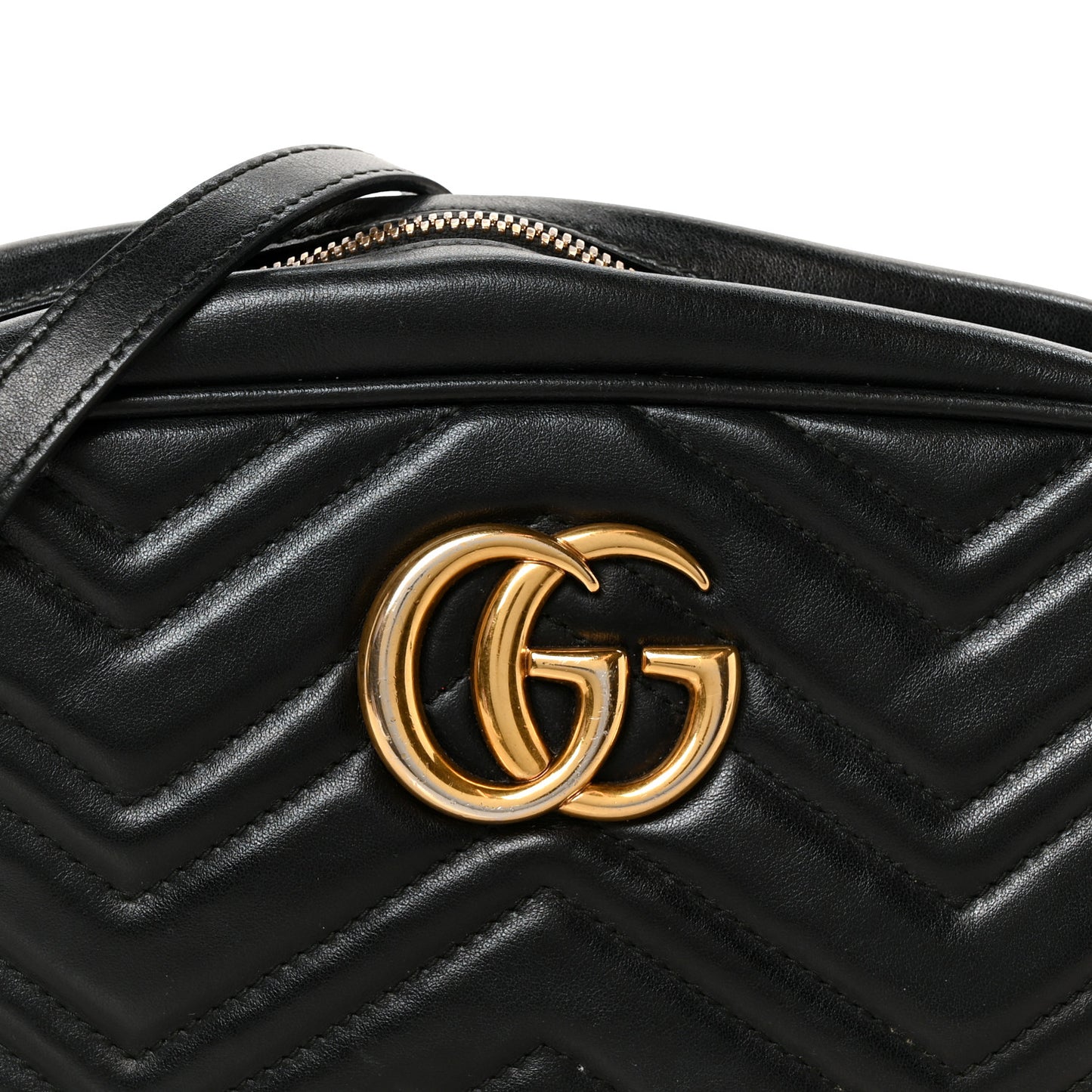 Calfskin Matelasse Small GG Marmont Chain Shoulder Bag Black