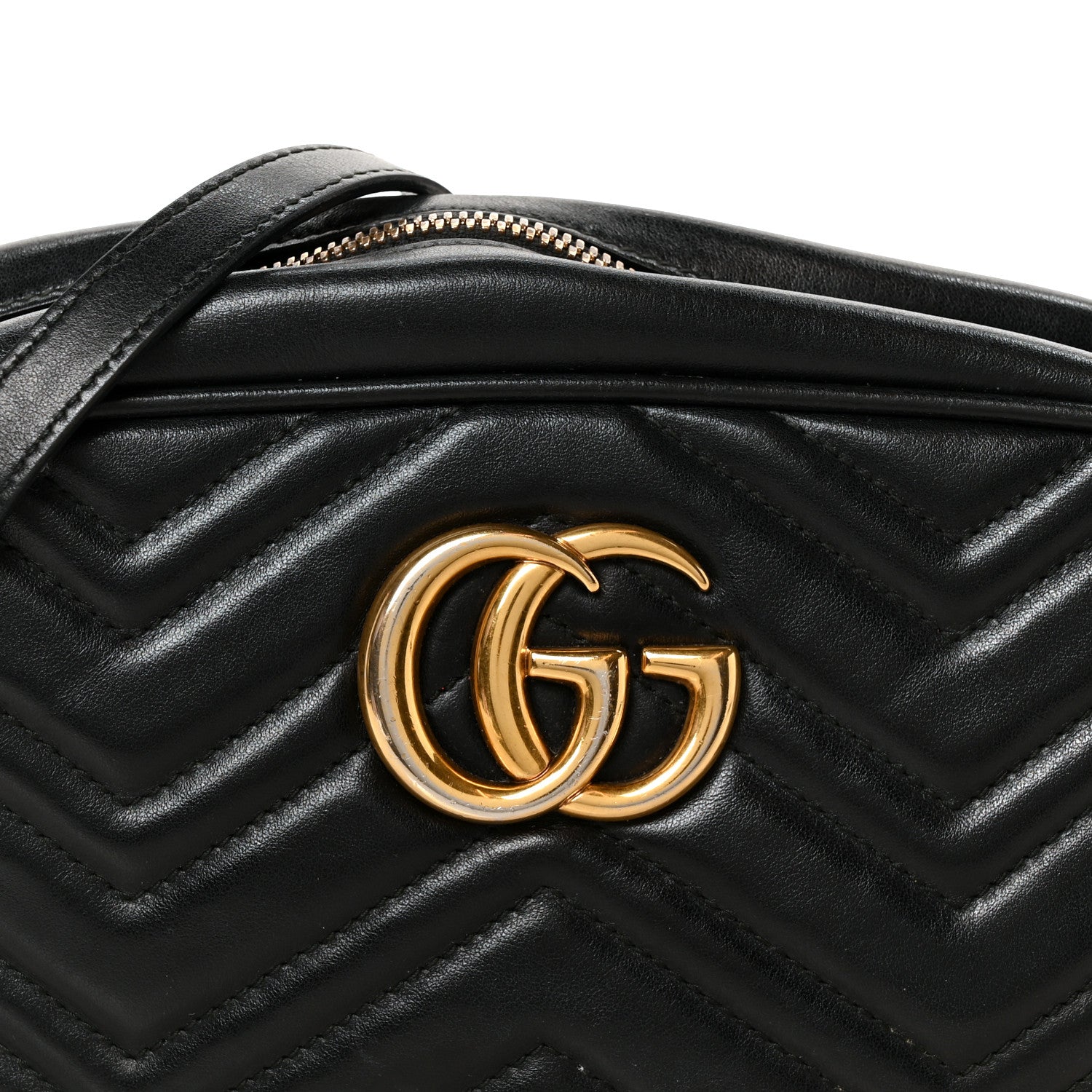 Gucci Calfskin Matelasse Small GG Marmont Chain Shoulder Bag Black 9 of 12