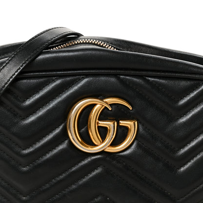 Gucci Calfskin Matelasse Small GG Marmont Chain Shoulder Bag Black 9 of 12
