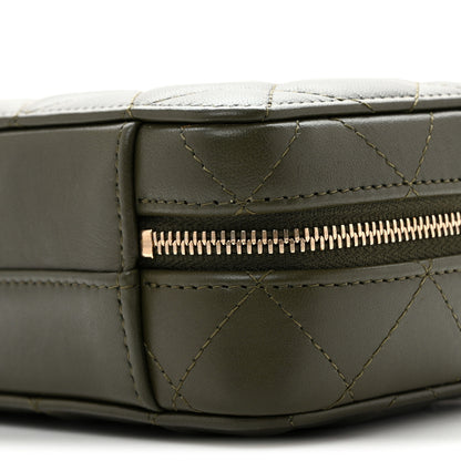 Chanel Lambskin Quilted Mini Chain Top Handle Vanity Case Dark Khaki 11 of 13