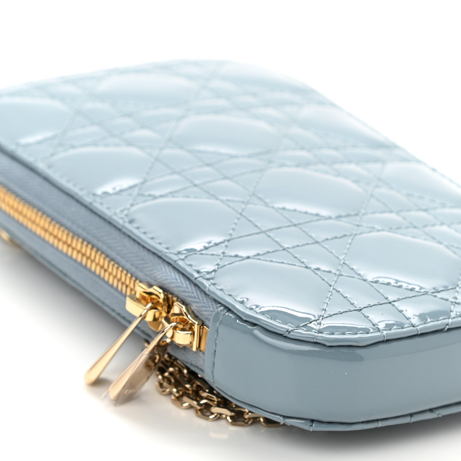 Christian Dior Patent Cannage Lady Dior Phone Holder Cloud Blue 9 of 10