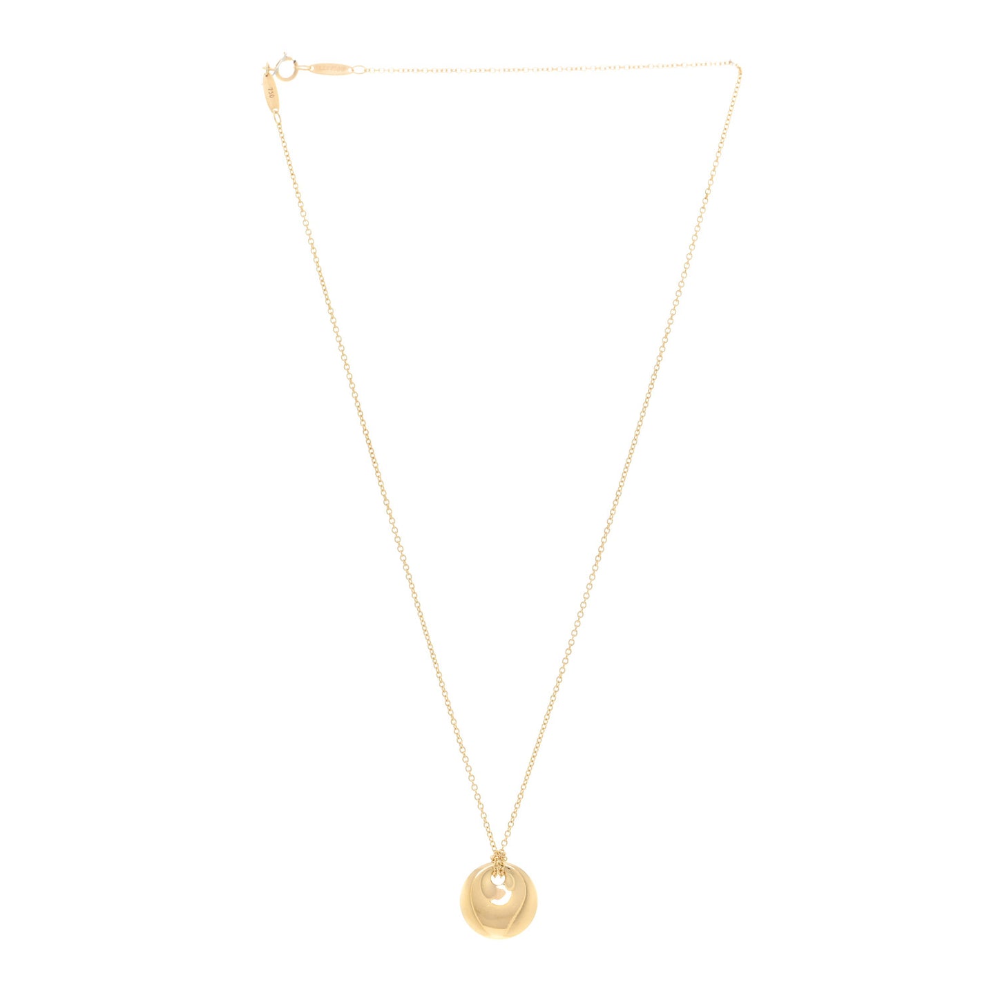 18K Yellow Gold Round Disc Pendant Necklace