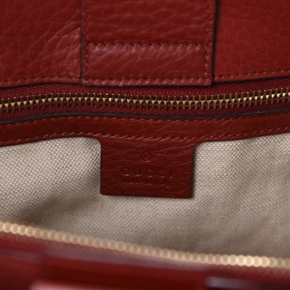Gucci Pebbled Calfskin Medium Bamboo Shopper Tote Red 9 of 11