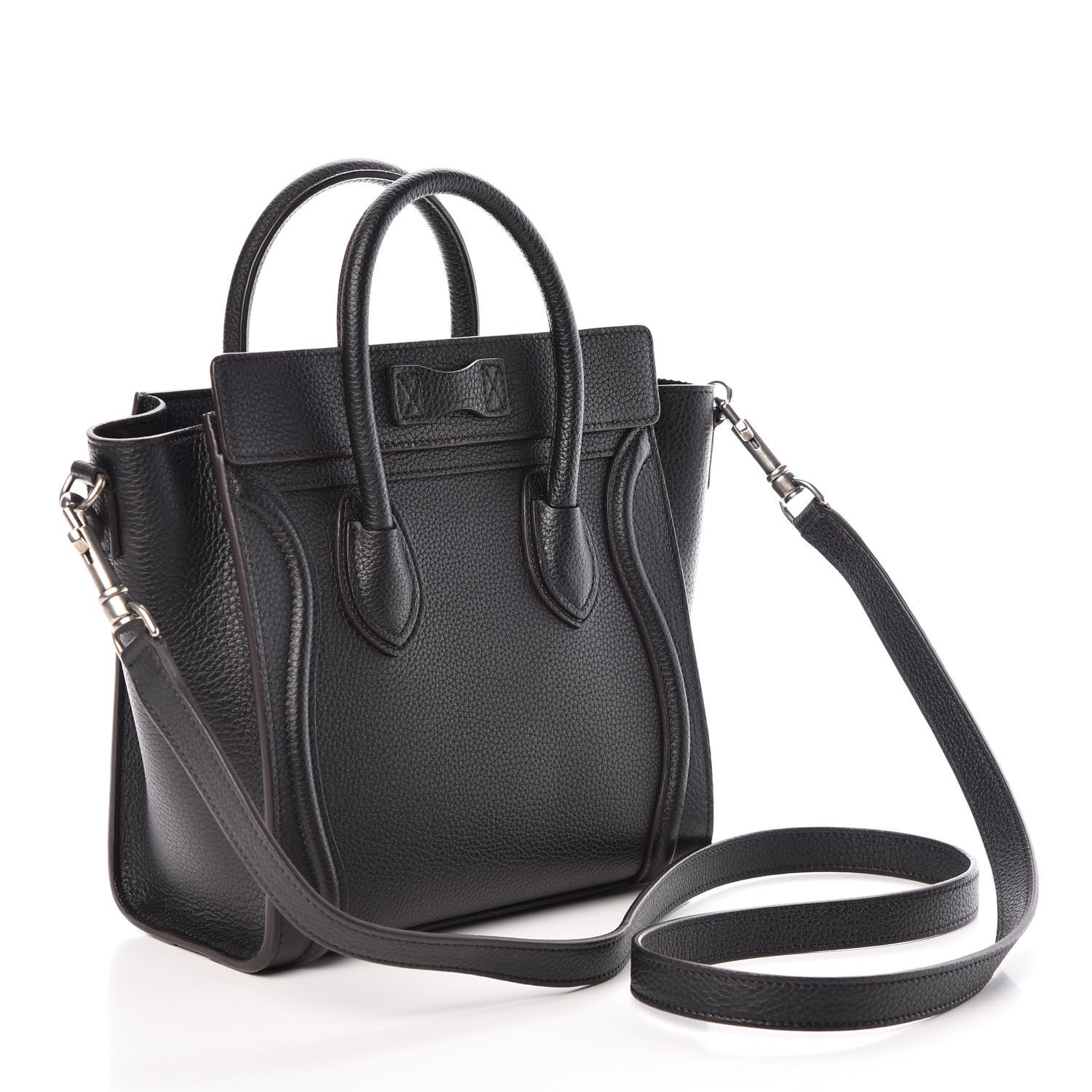 Celine Drummed Calfskin Nano Luggage Black 4 of 9