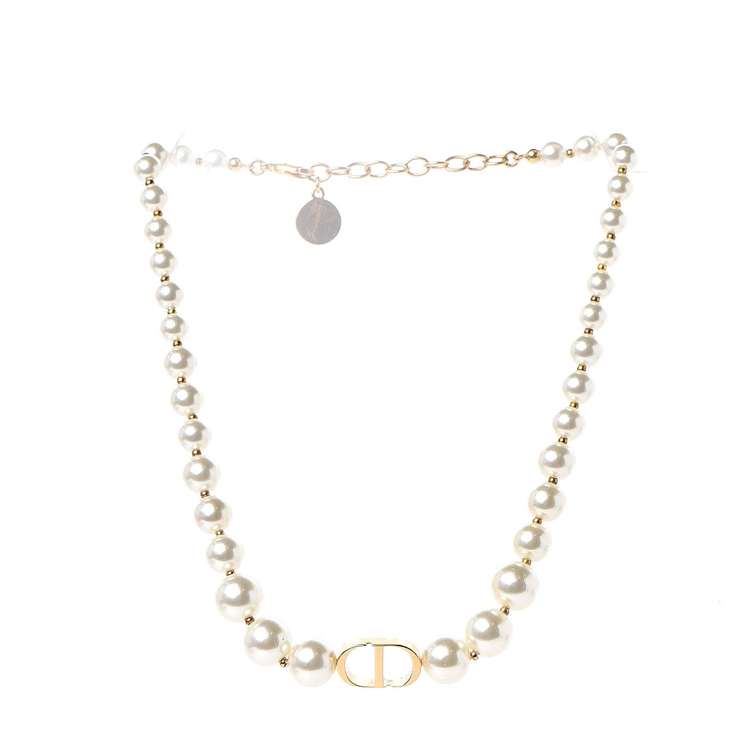 Metal Resin Bead 30 Montaigne Choker Necklace White Gold
