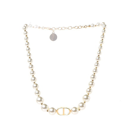 Christian Dior Metal Resin Bead 30 Montaigne Choker Necklace White Gold 3 of 4