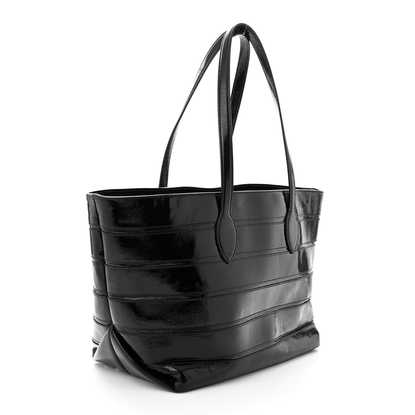 Patent Calfskin Florence Tote Black
