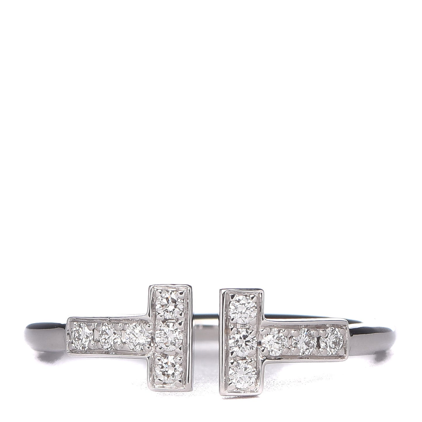18K White Gold Diamond T Wire Ring 53 6.5