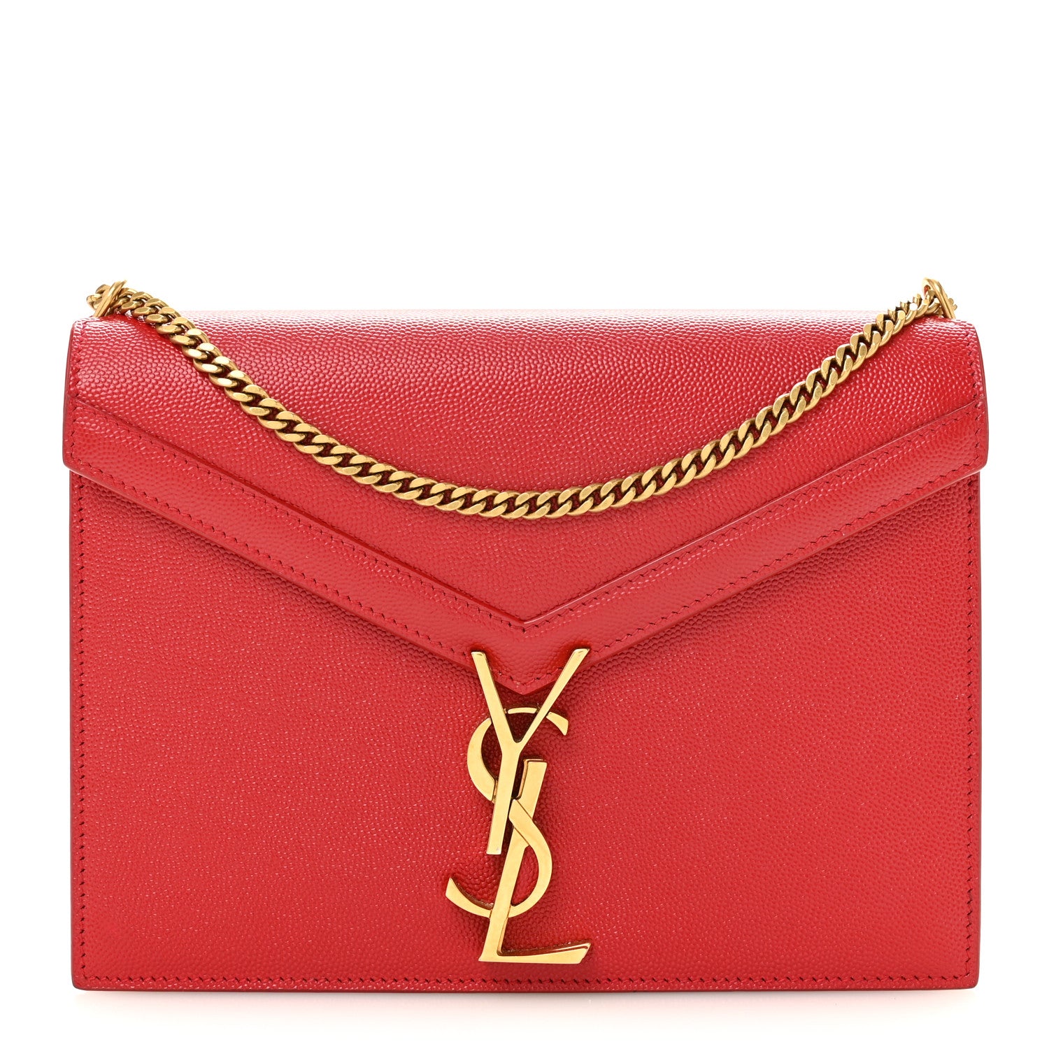 Saint Laurent Grain De Poudre Monogram Cassandra Clasp Bag Red 1 of 14