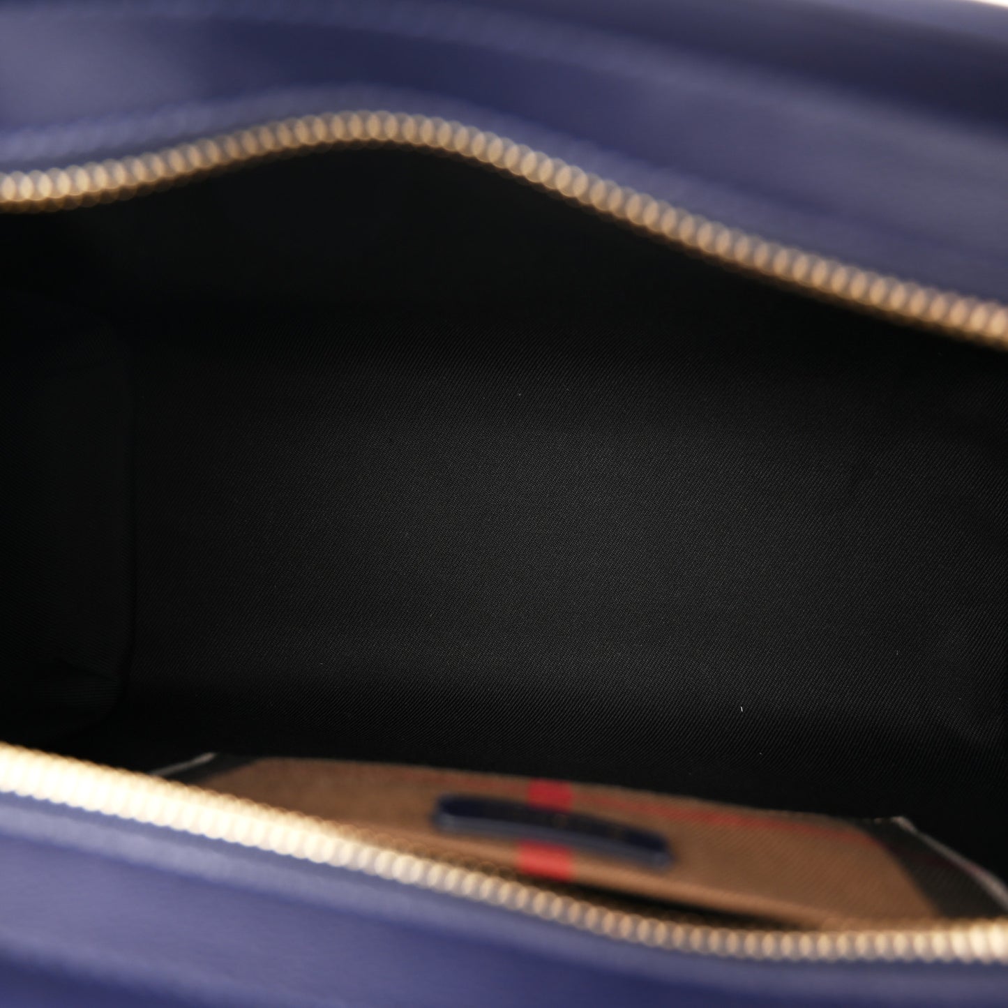 Calfskin Mega Check Small Banwell Tote Dark Canvas Blue