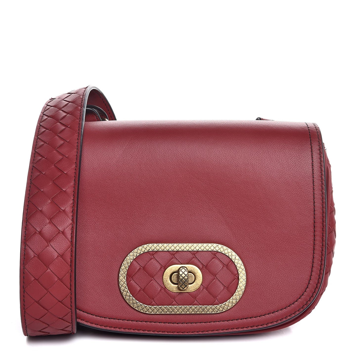 Smooth Nappa Intrecciato BV Luna Crossbody Satchel Baccara Rose