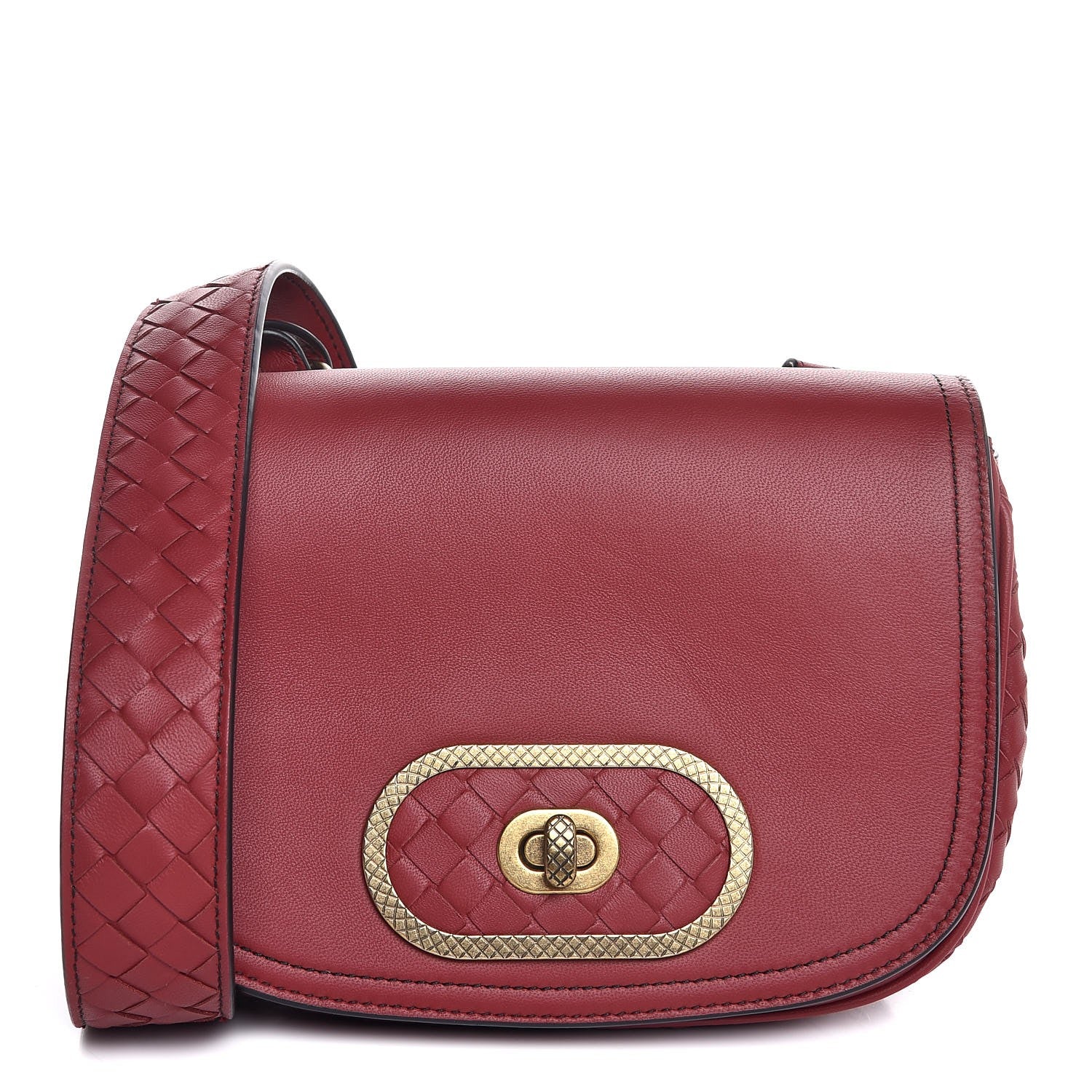 Bottega Veneta Smooth Nappa Intrecciato BV Luna Crossbody Satchel Baccara Rose 1 of 8