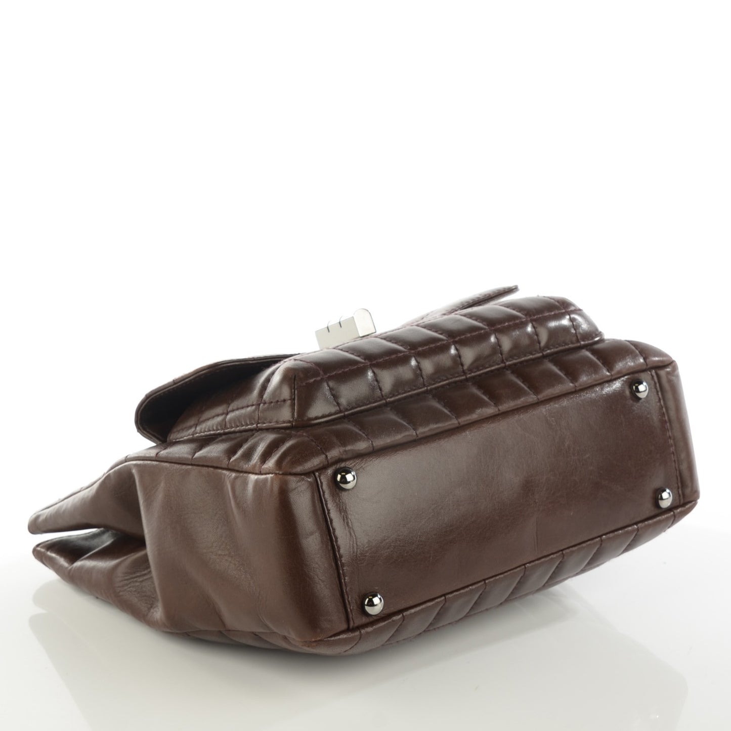Lambskin Quilted Chocolate Bar Mademoiselle Shoulder Bag Brown