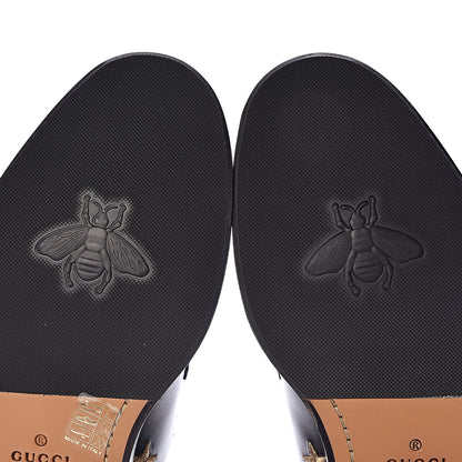 Gucci Calfskin Bee Star Embroidered Mens Captoe Derby Loafers 7.5 Black 6 of 9