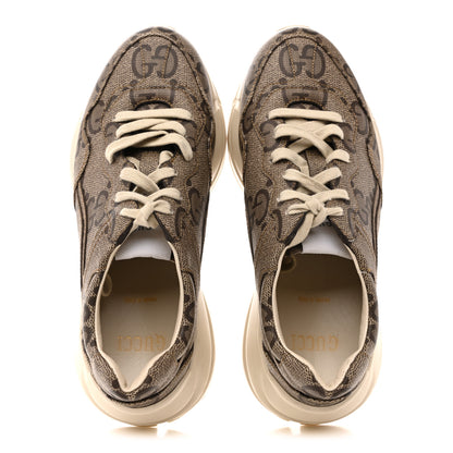 Gucci Maxi GG Supreme Monogram Gucci 100 Womens Rhyton Sneakers 37 Beige Ebony 2 of 13