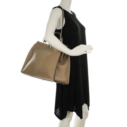 Fendi Vitello Seta Plexiglass Granite Large Peekaboo Iconic Satchel Tortora 2 of 8