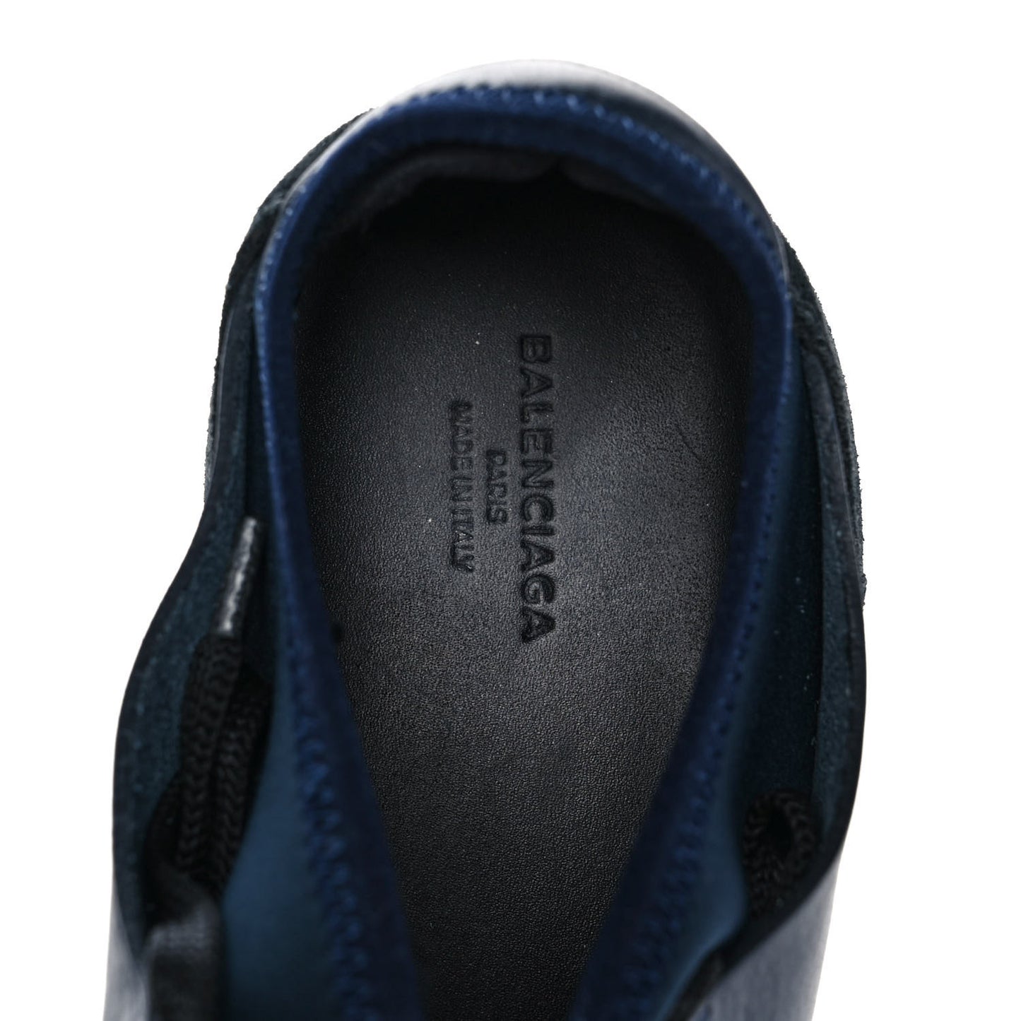 Mesh Calfskin Neoprene Suede Womens Race Runner Sneakers 37 Bleu Nuit