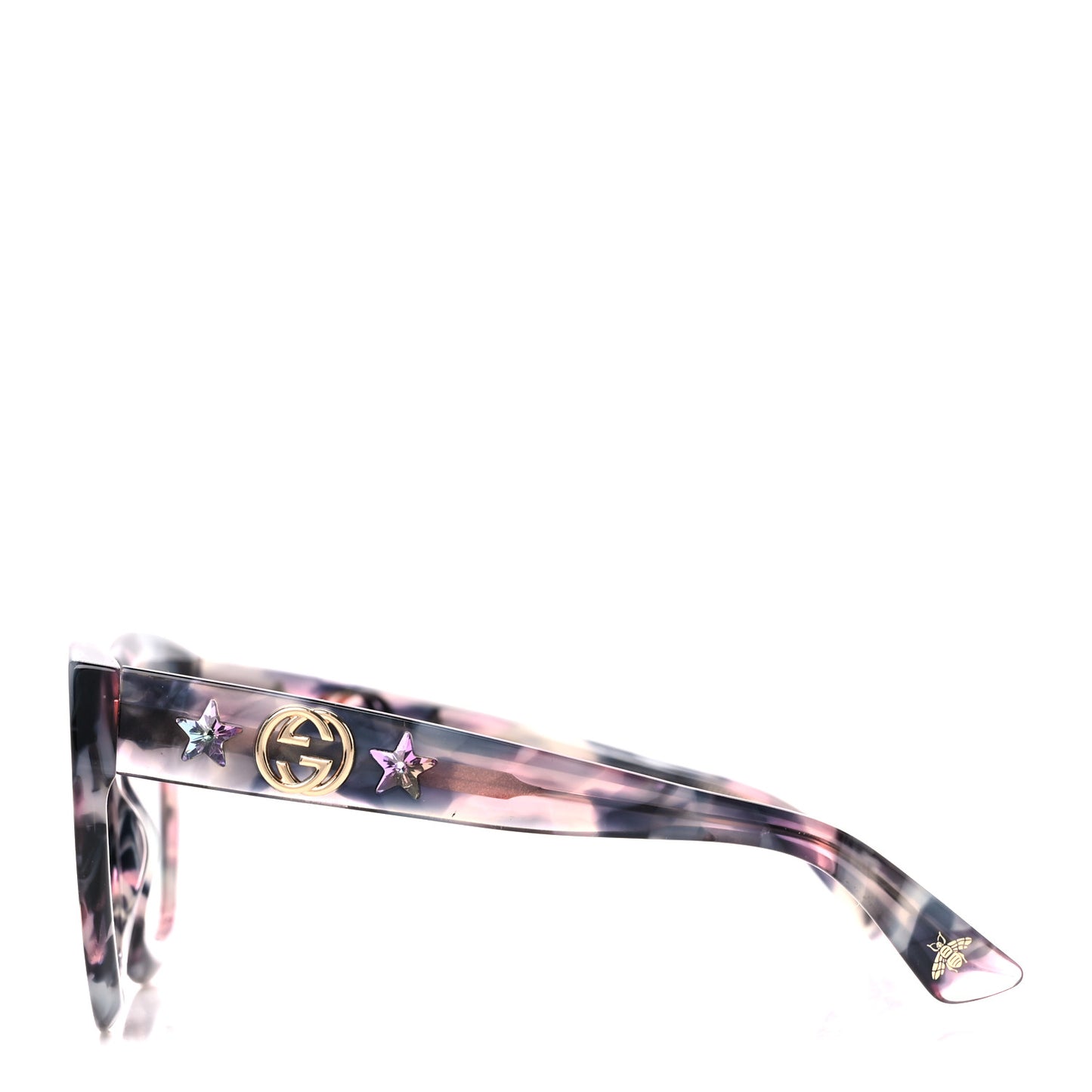 Acetate Round Frame Star Sunglasses GG0208S Grey Pink