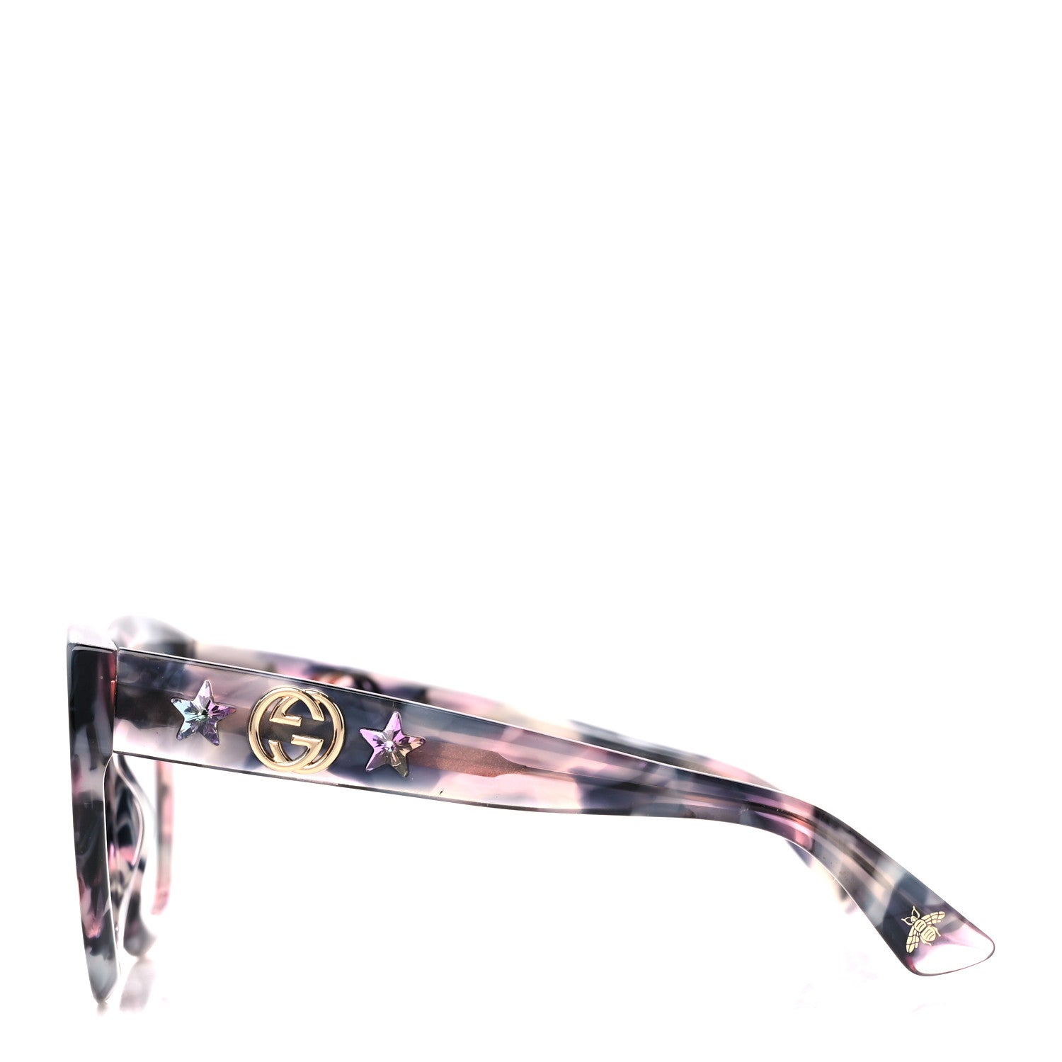 Gucci Acetate Round Frame Star Sunglasses GG0208S Grey Pink 4 of 8