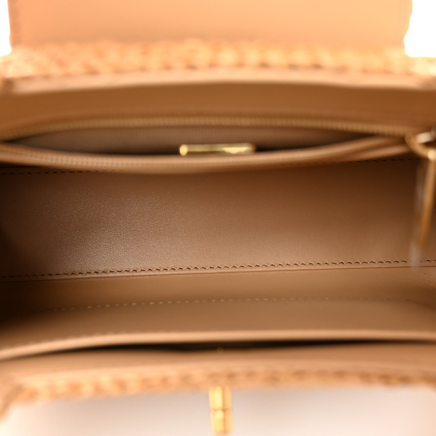 Braided Raffia Nano Kelly Flap Bag Dark Beige