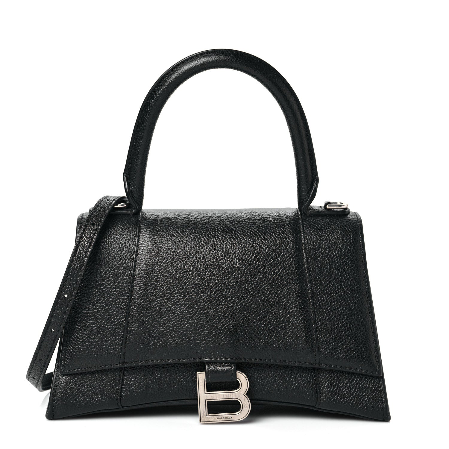 Balenciaga Grained Calfskin Small Hourglass Top Handle Bag Black 1 of 9