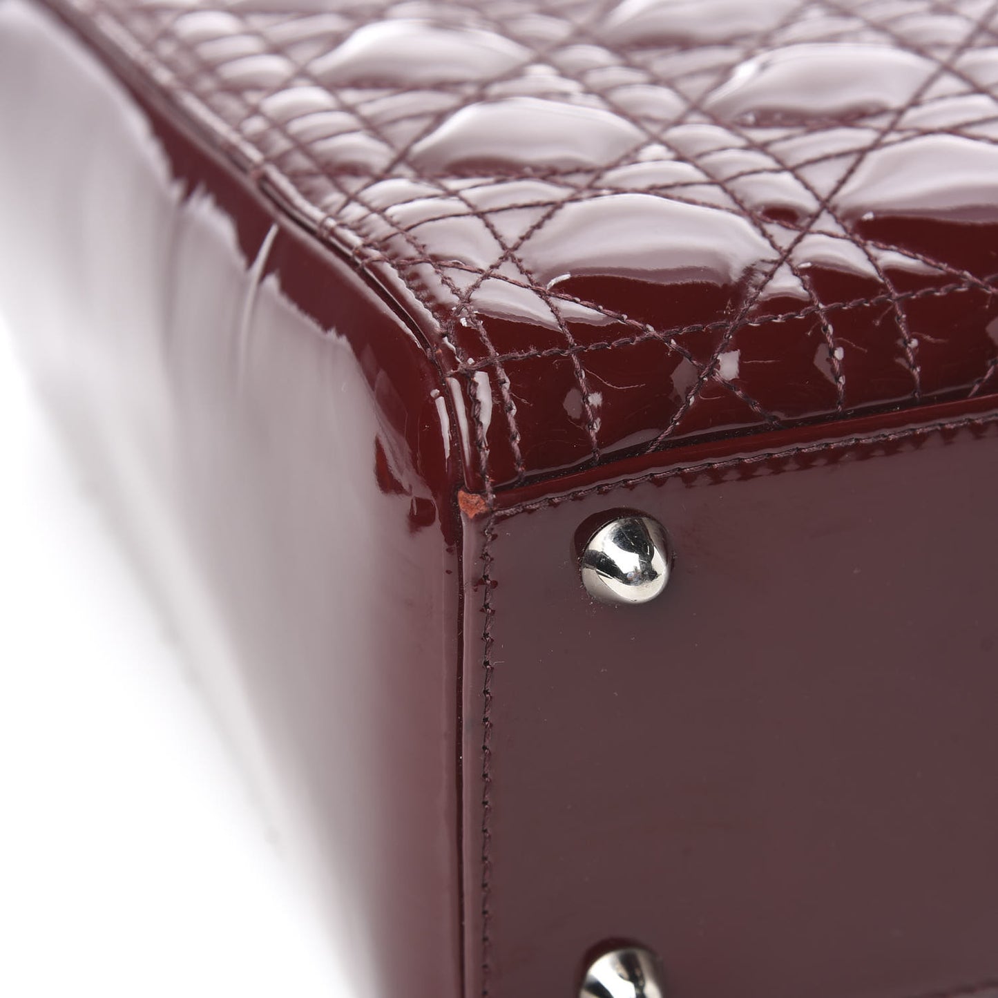 Patent Cannage Large Lady Dior Burgundy