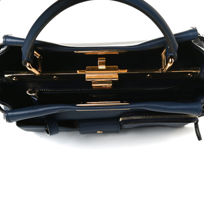 Fendi Vitello Seta Shiny Nappa Medium 3 Pocket Peekaboo Iconic Satchel Blueberry 4 of 13