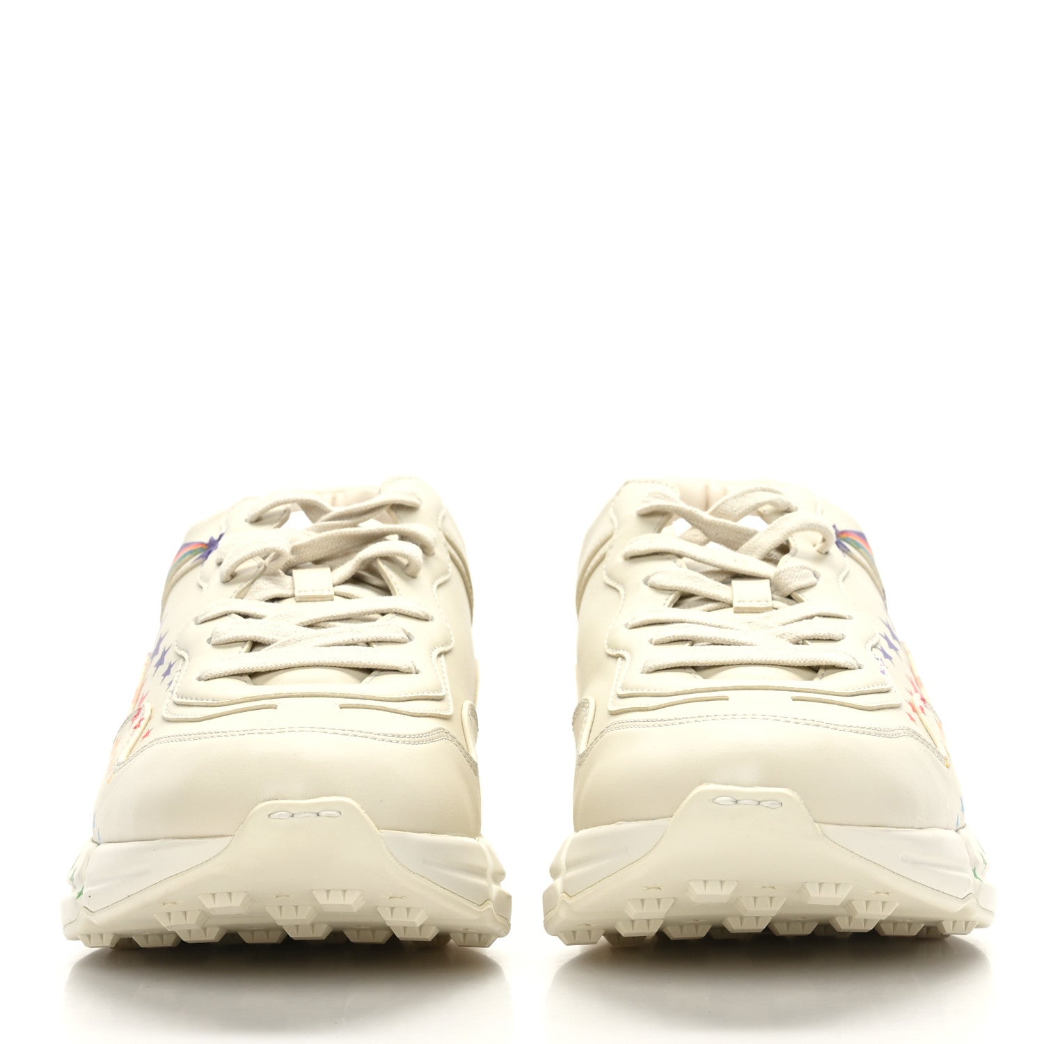 Gucci Calfskin Rainbow Stars Womens Rhyton Sneakers Mystic White 40.5 Multicolor 2 of 7
