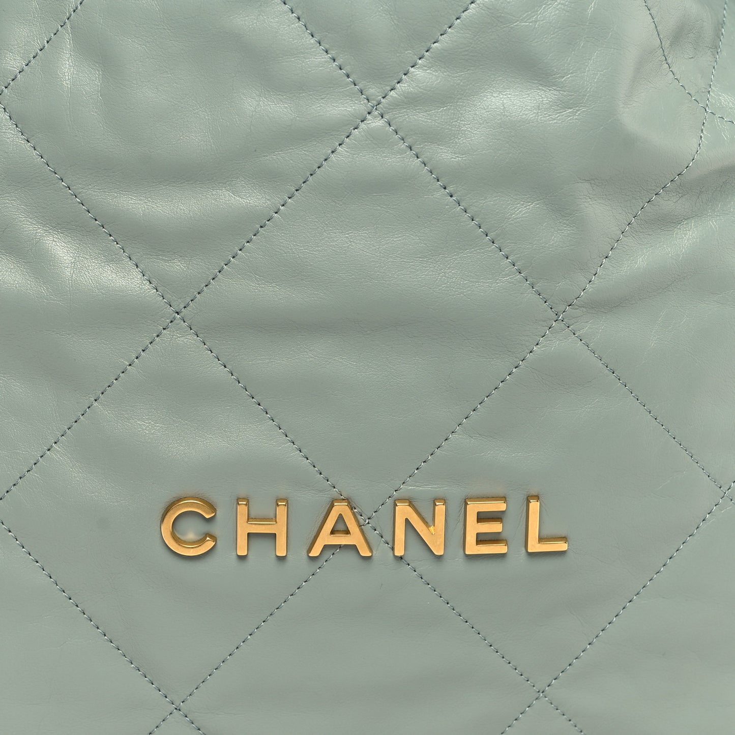 Shiny Calfskin Quilted Chanel 22 Grey