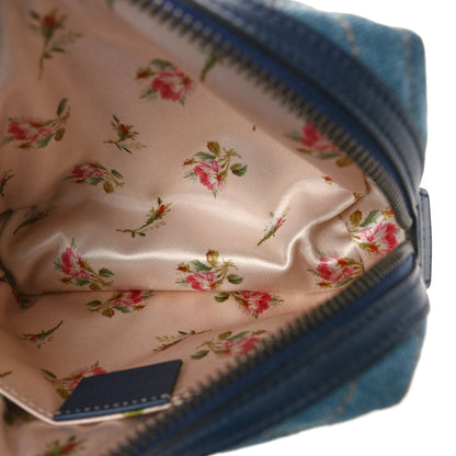 Gucci Denim Matelasse Flower Japan Limited GG Marmont Cosmetic Case Blue 5 of 8