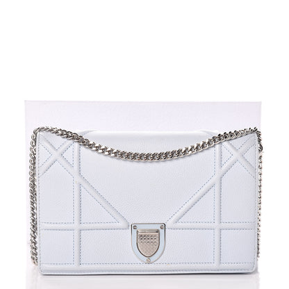Christian Dior Grained Calfskin Diorama Wallet on Chain Pouch Light Blue 18 of 18