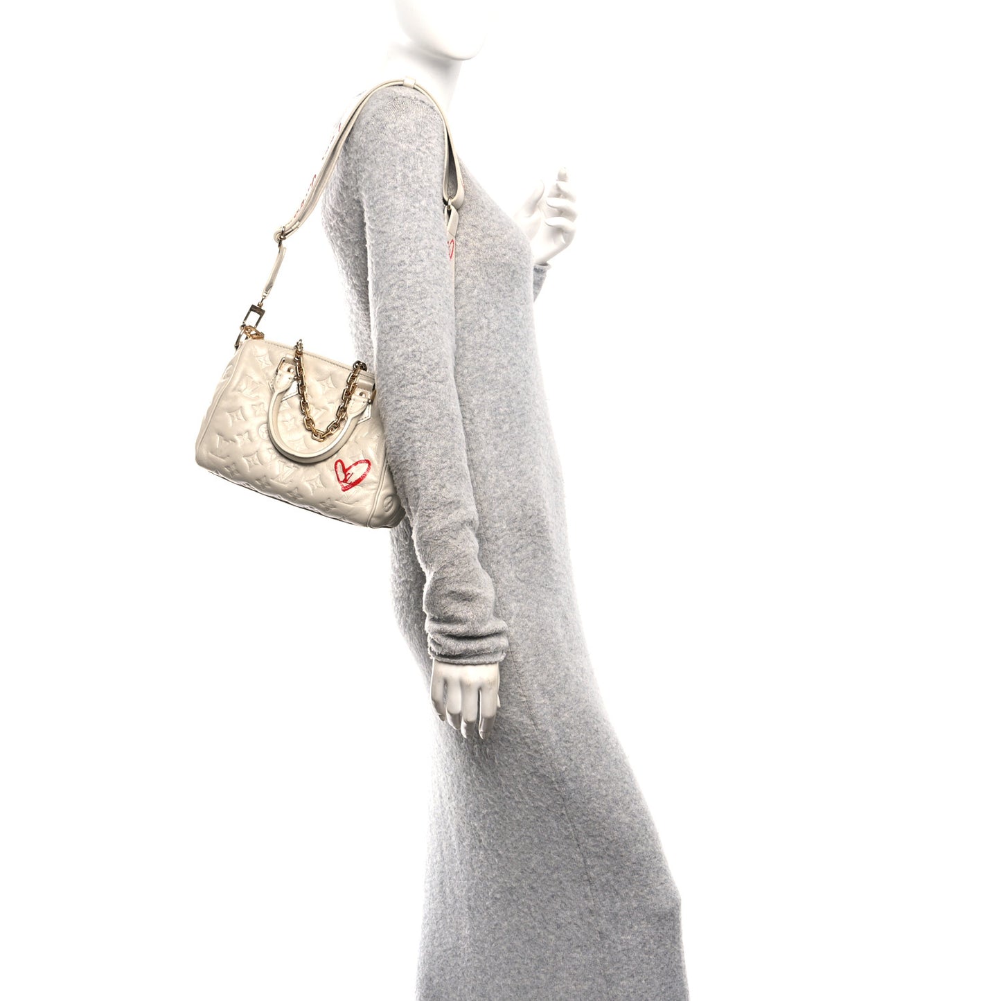 Lambskin Embossed Monogram Fall in Love Speedy 22 Bandouliere Ivory