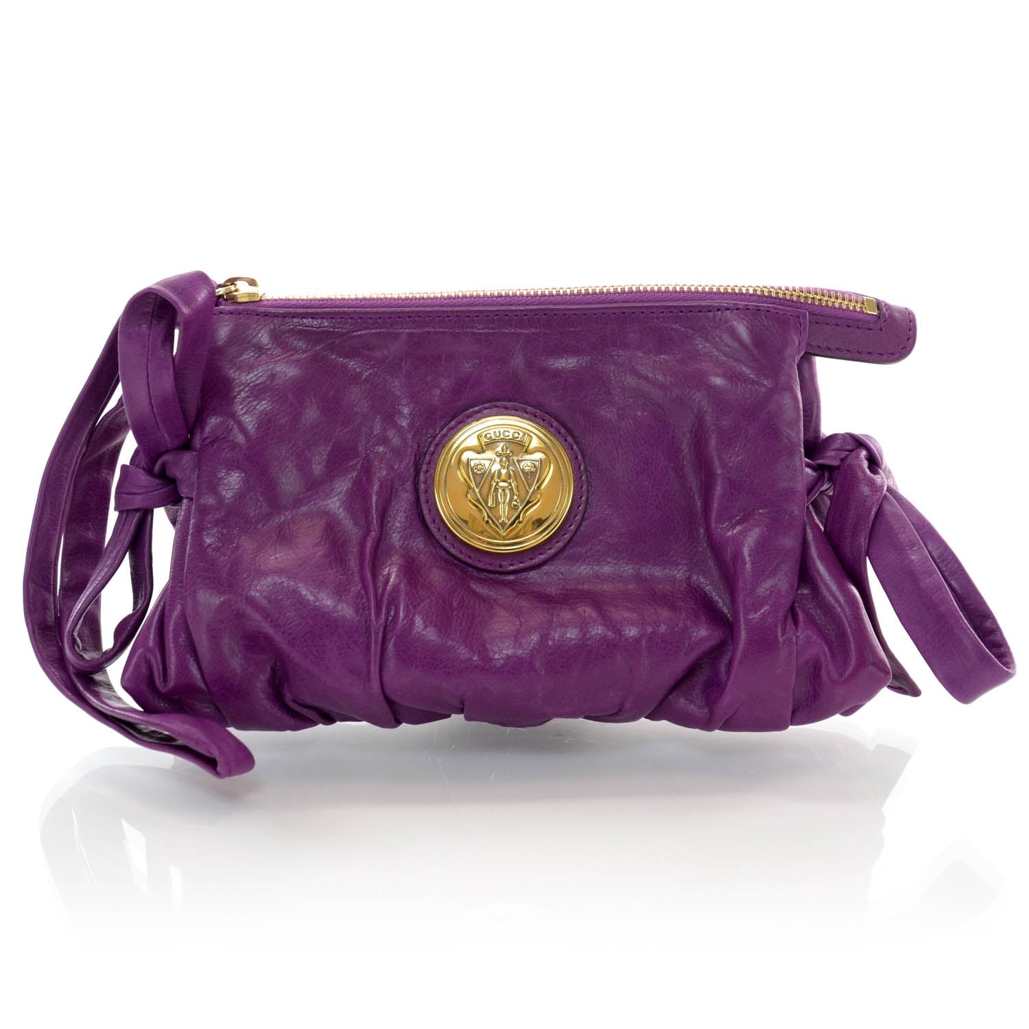 Gucci Leather Hysteria Clutch Purple 1 of 8