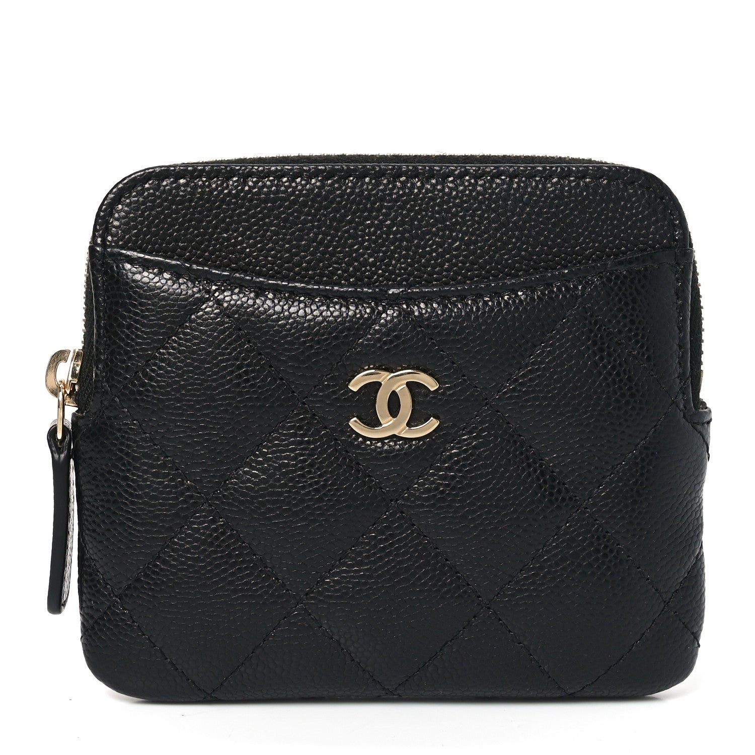 Chanel Caviar Quilted Zip Card Holder Wallet Black 1 of 8