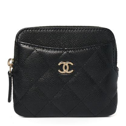 Chanel Caviar Quilted Zip Card Holder Wallet Black 1 of 8