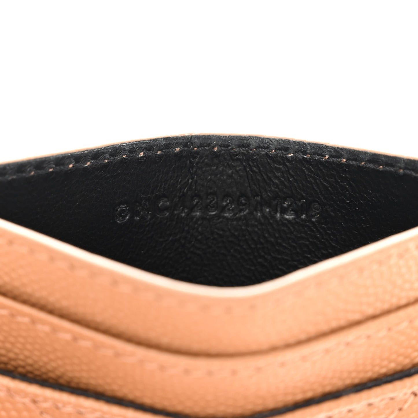 Grain De Poudre Matelasse Chevron Monogram Credit Card Case Natural Dark