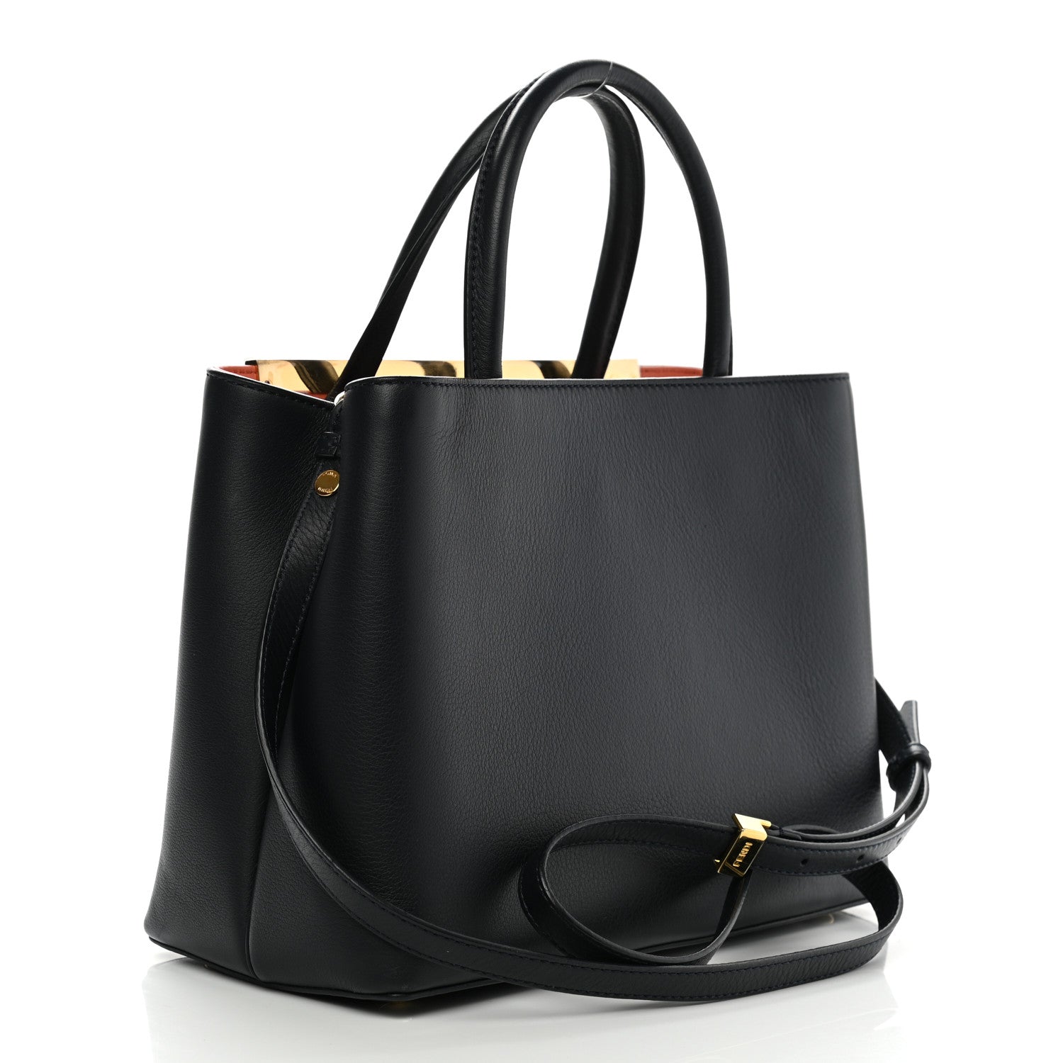 Fendi Vitello Dolce Century Petite 2Jours Tote Blue Notte Terracotta 3 of 11