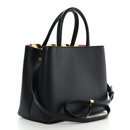Fendi Vitello Dolce Century Petite 2Jours Tote Blue Notte Terracotta 3 of 11