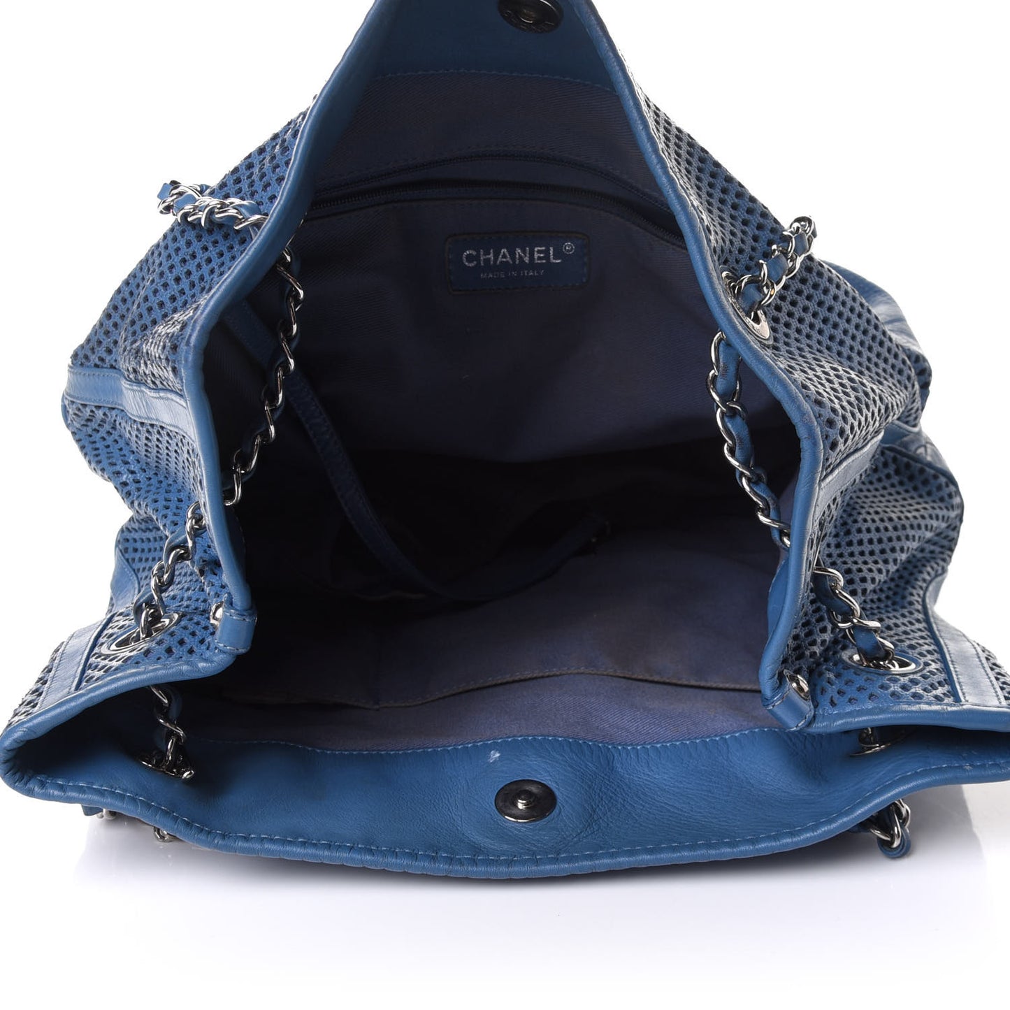 Calfskin Perforated Up In The Air North South Tote Blue