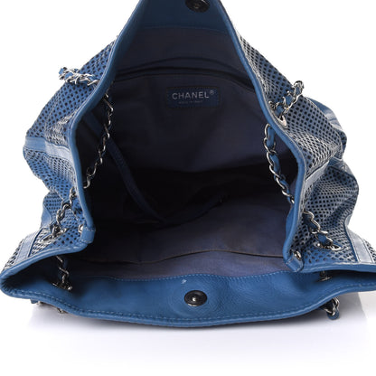 Chanel Calfskin Perforated Up In The Air North South Tote Blue 5 of 16