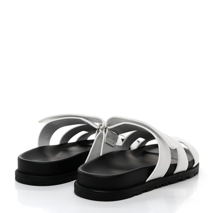 Hermes Calfskin Womens Chypre Sandals 37 White 4 of 9