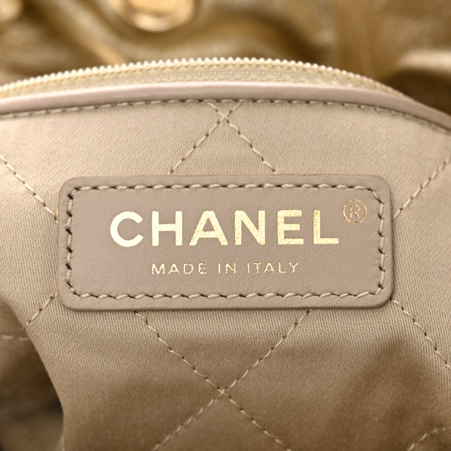 Metallic Calfskin Quilted Small Chanel 22 Light Gold