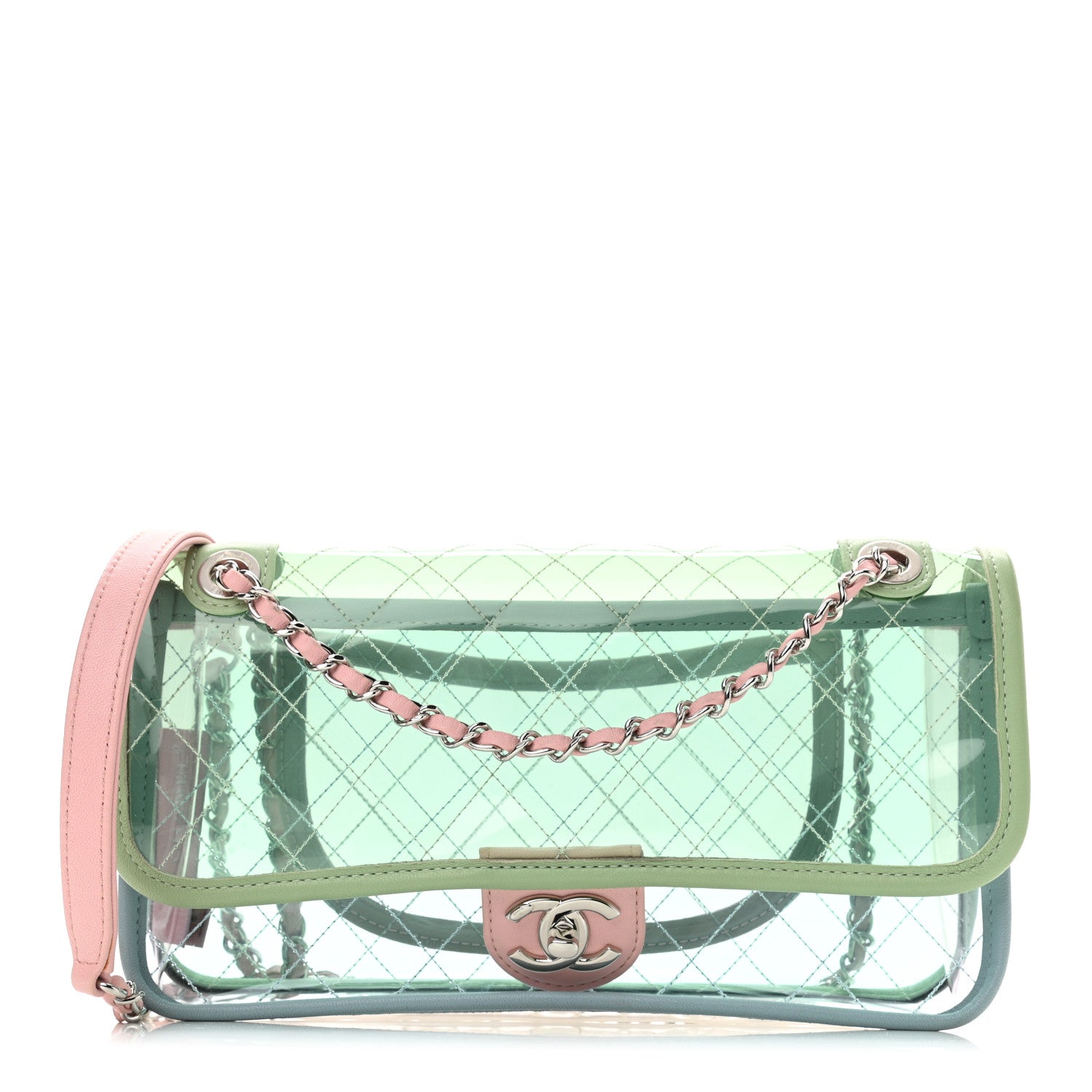 Chanel Lambskin PVC Quilted Medium Coco Splash Flap Blue Green 1 of 10