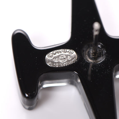Chanel Resin Pearl CC Airplane Earrings Black White 4 of 5