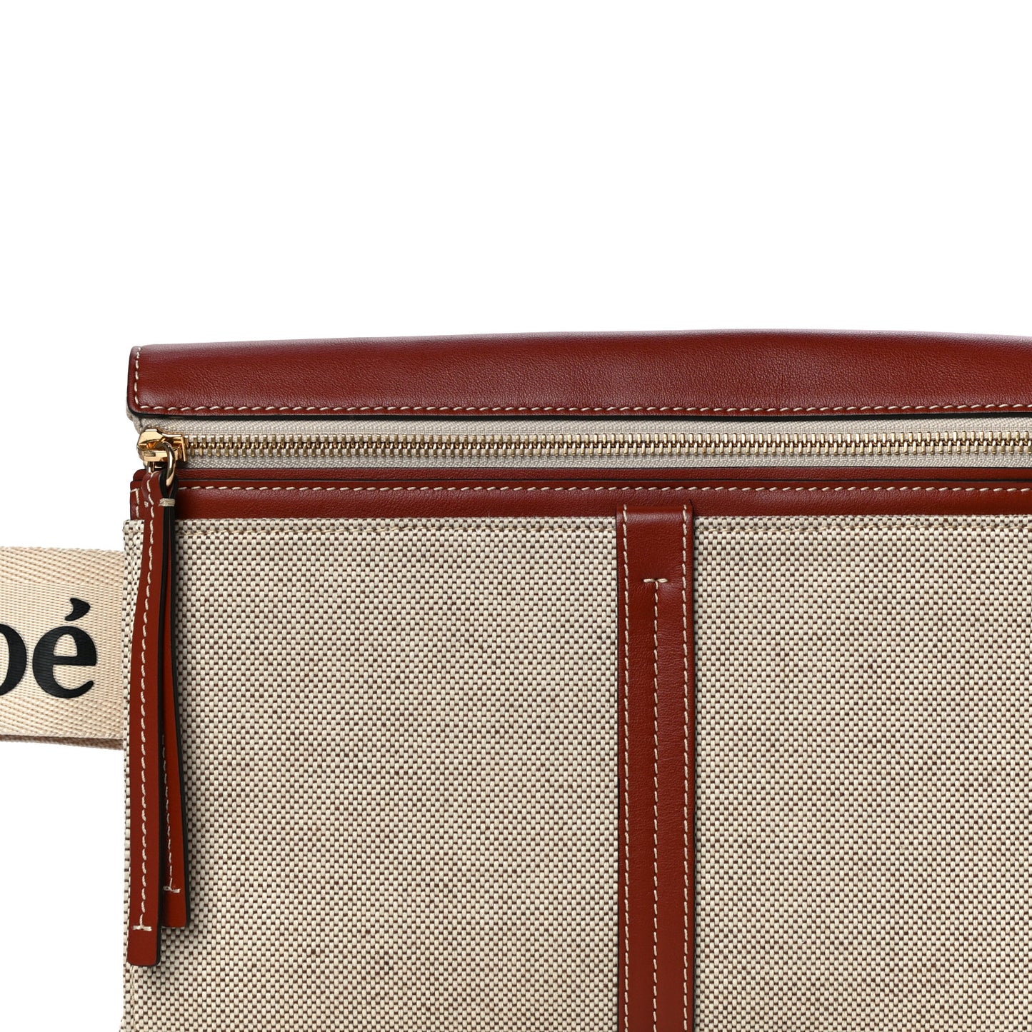 Cotton Calfskin Woody Belt Bag Beige Brown