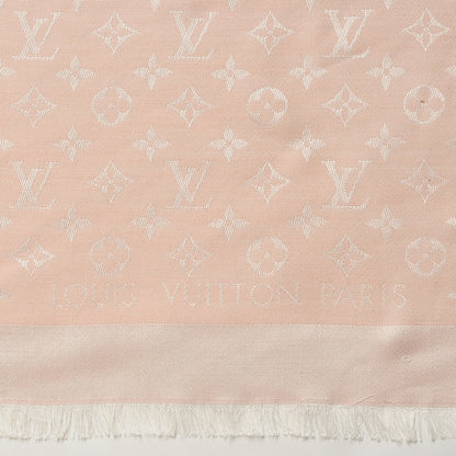 Louis Vuitton Silk Wool Monogram Denim Shawl Pink 3 of 4