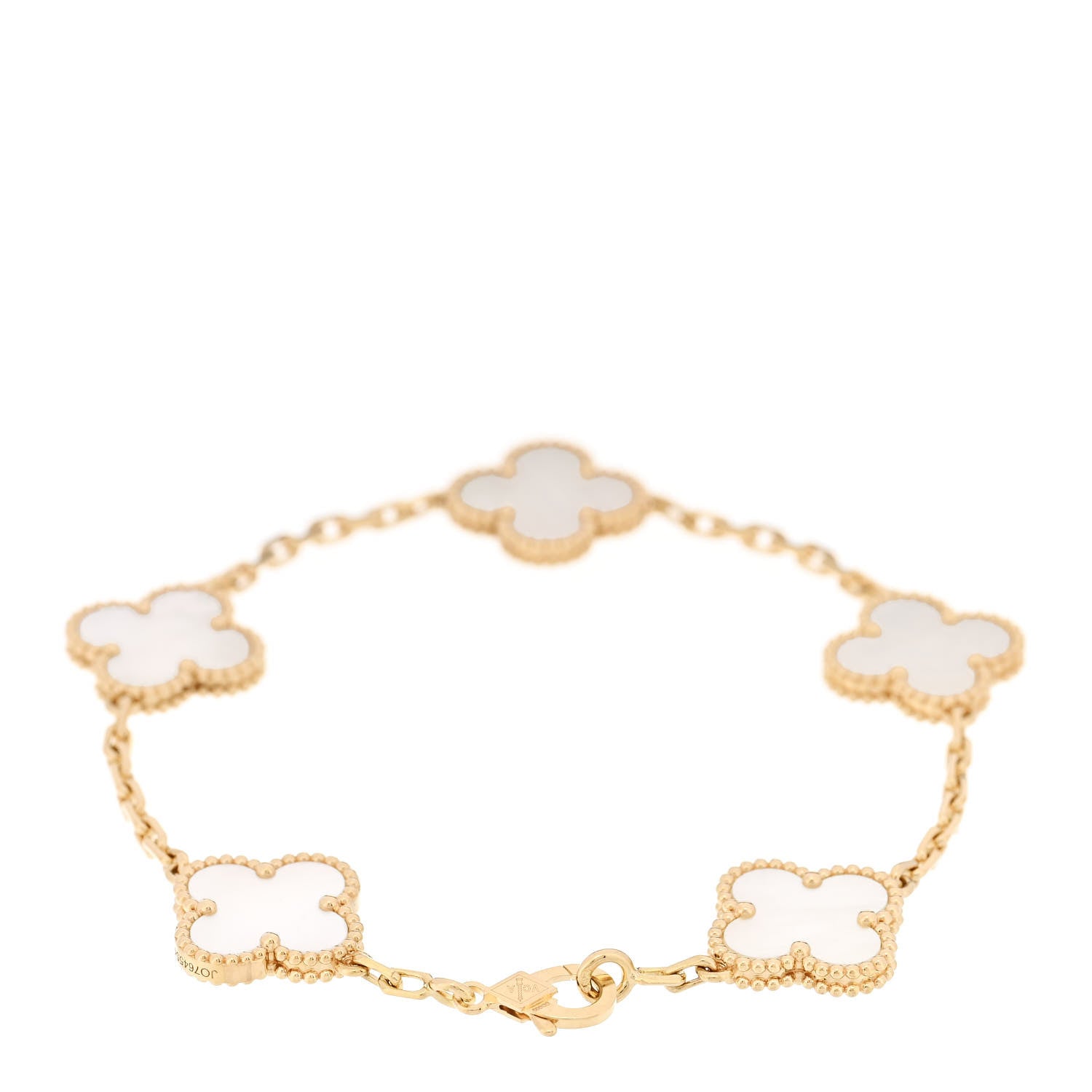 Van Cleef & Arpels 18K Yellow Gold Mother of Pearl 5 Motifs Vintage Alhambra Bracelet 2 of 6