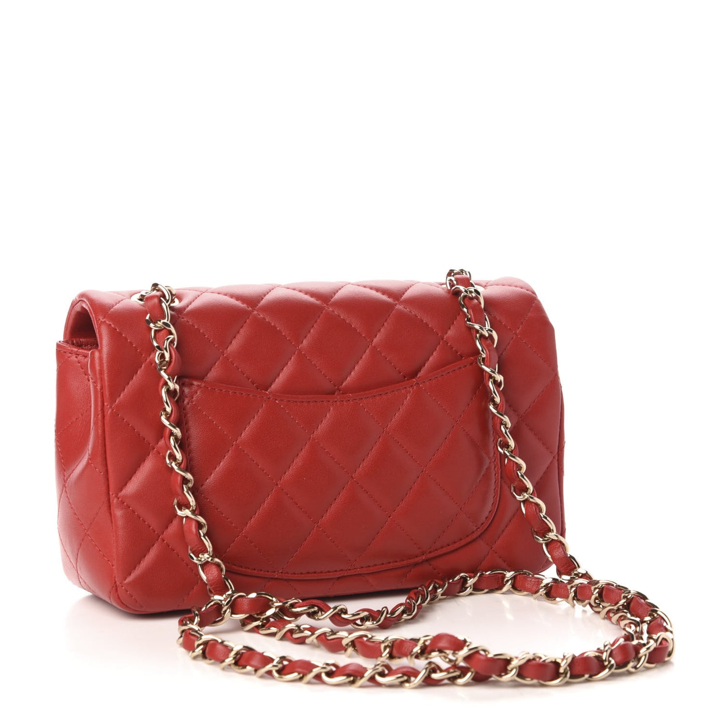 Lambskin Quilted Mini Rectangular Flap Red
