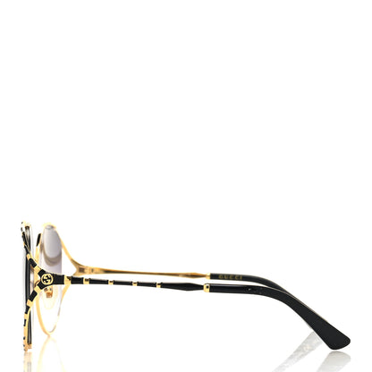 Gucci Metal Round Frame GG0595S Sunglasses Gold Black 3 of 6